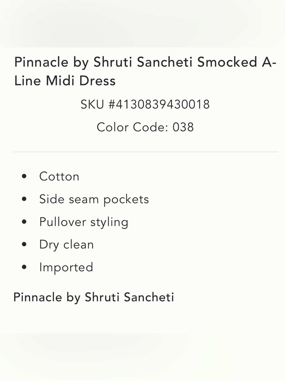 Anthropologie Pinnacle by Shruti Sancheti Smocked A-Line Midi Dress Pockets M - Picture 16 of 16